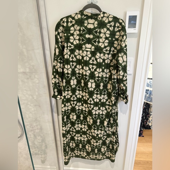 NWOT ZARA PRINTED TUNIC DRESS GREEN / ECRU SIZE M - Picture 4 of 7